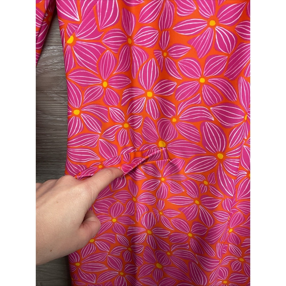 NEW Katherine Way UPF 50 Pink Orange Floral Polo Resort Stretch Dress XXS USA - Picture 5 of 15